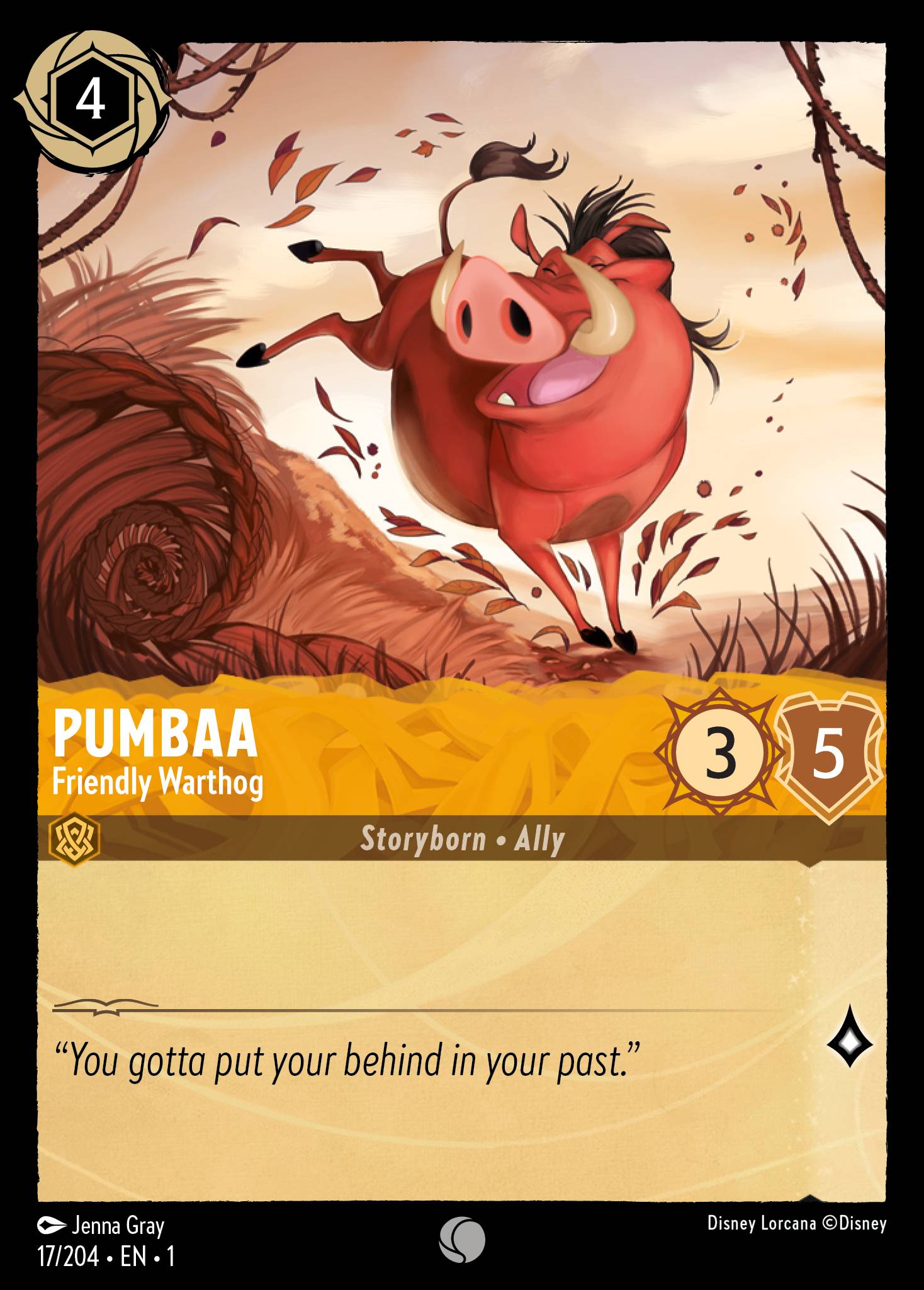 Pumbaa - Friendly Warthog - Common Normal Disney Lorcana card from The First Chapter