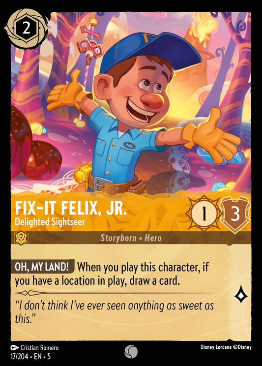 Fix-It Felix, Jr. - Delighted Sightseer - Common Normal Disney Lorcana card from Shimmering Skies