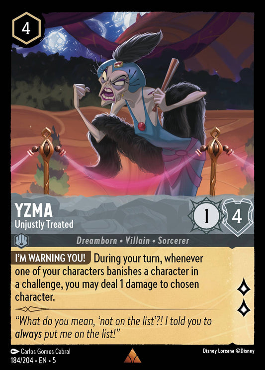 Yzma - Unjustly Treated - Rare Normal Disney Lorcana card from Shimmering Skies