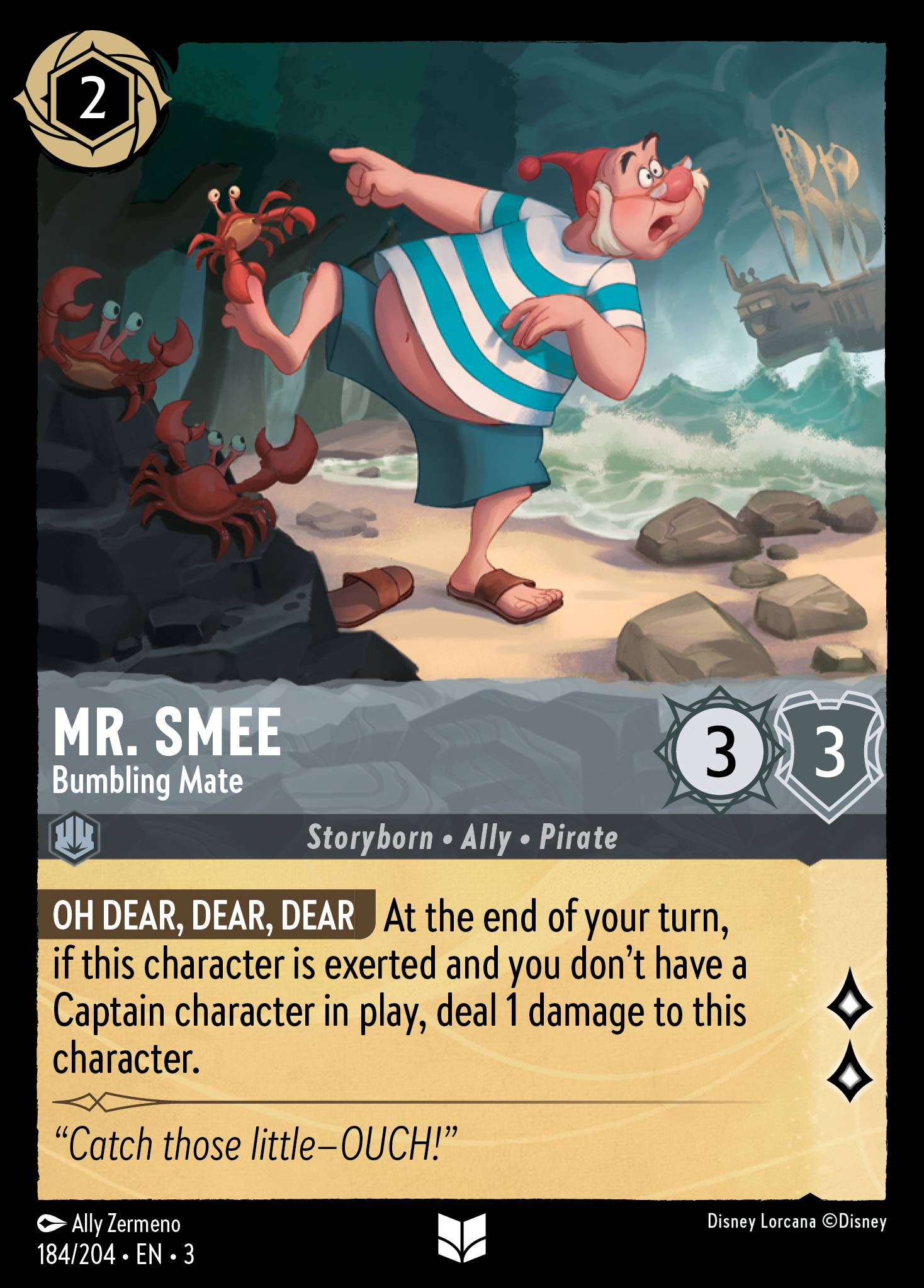 Mr. Smee - Bumbling Mate - Uncommon Normal Disney Lorcana card from Into the Inklands
