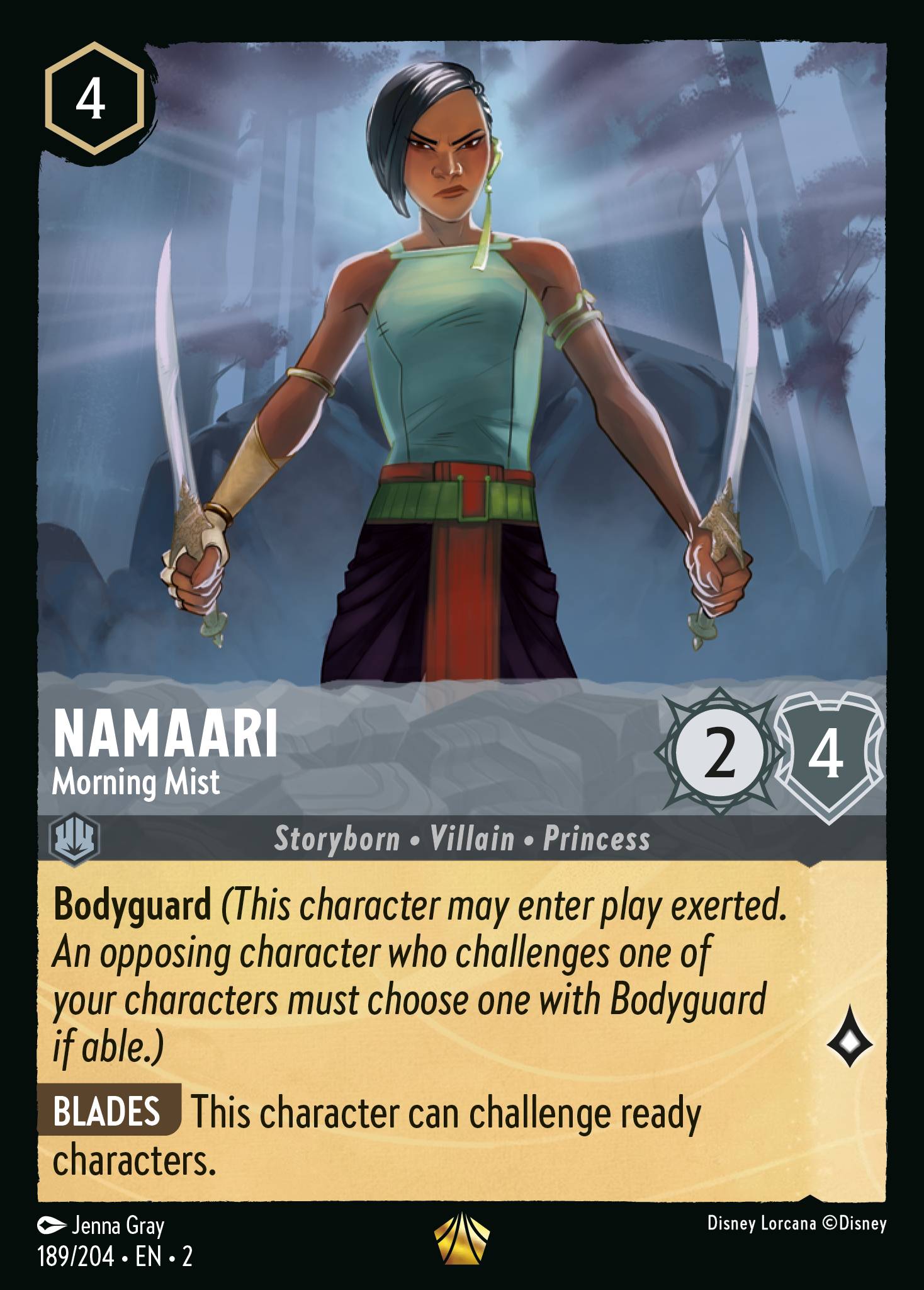 Namaari - Morning Mist - Legendary Normal Disney Lorcana card from Rise of the Floodborn