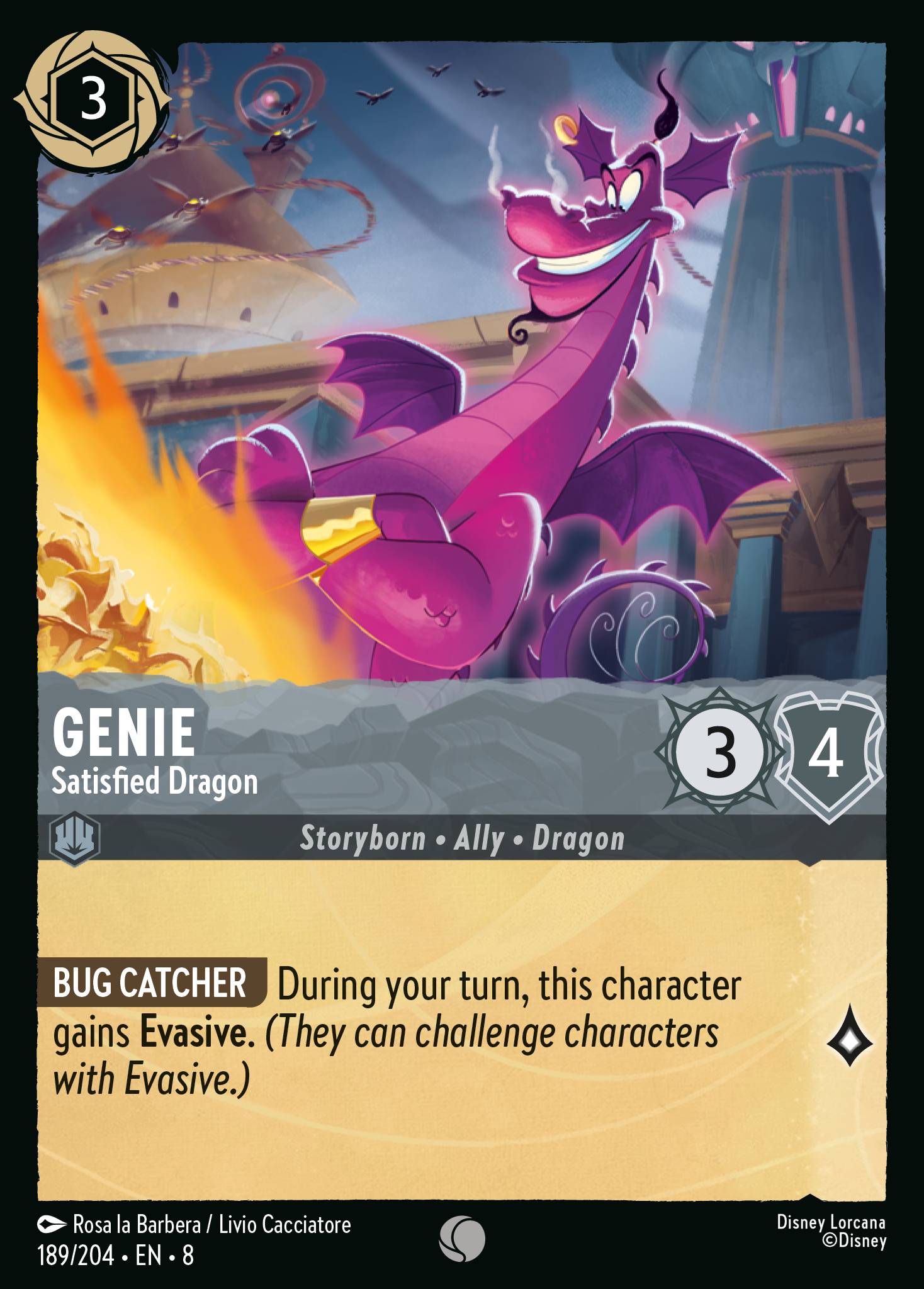 Genie - Satisfied Dragon - Common Normal Disney Lorcana card from The Reign of Jafar