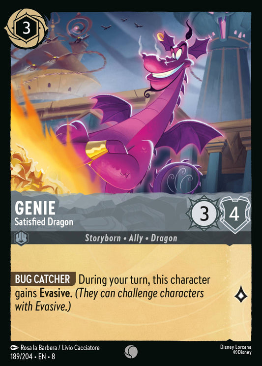 Genie - Satisfied Dragon - Common Normal Disney Lorcana card from The Reign of Jafar