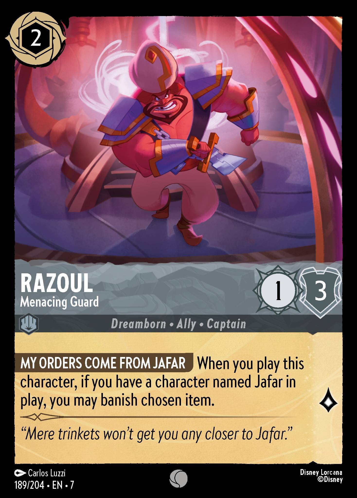 Razoul - Menacing Guard - Common Normal Disney Lorcana card from Archazia's Island