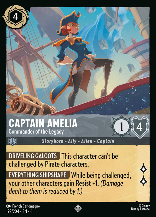 Captain Amelia - Commander of the Legacy - Super Rare Normal Disney Lorcana card from Azurite Sea