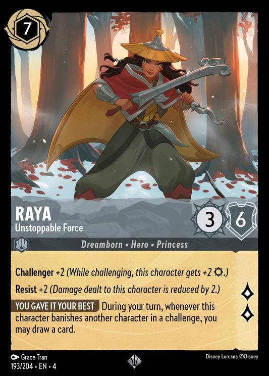 Raya - Unstoppable Force - Super Rare Normal Disney Lorcana card from Ursula's Return