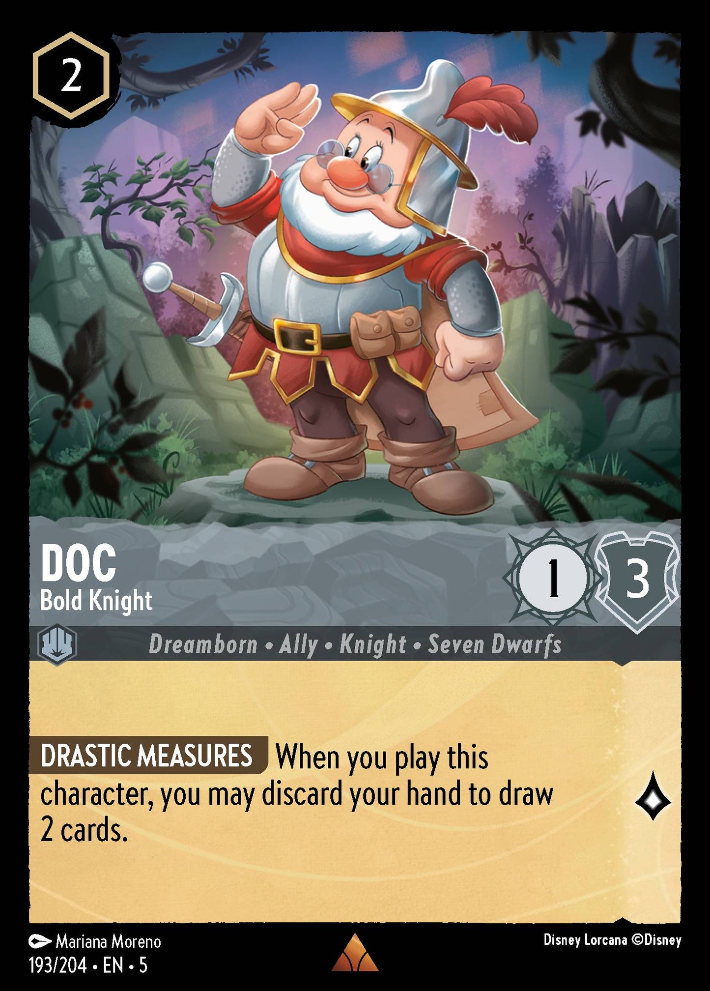 Doc - Bold Knight - Rare Normal Disney Lorcana card from Shimmering Skies