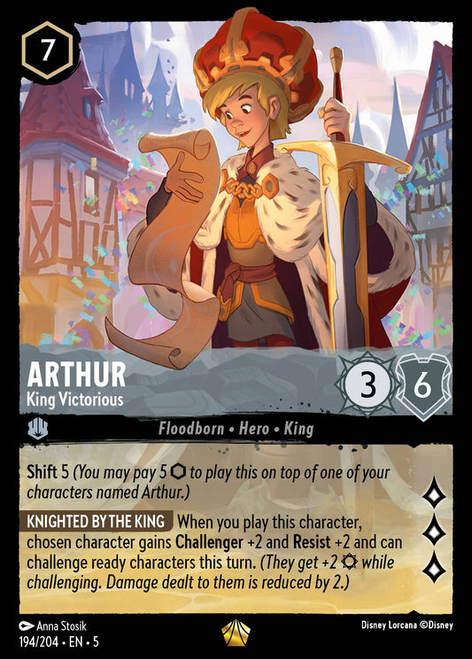 Arthur - King Victorious - Legendary Normal Disney Lorcana card from Shimmering Skies