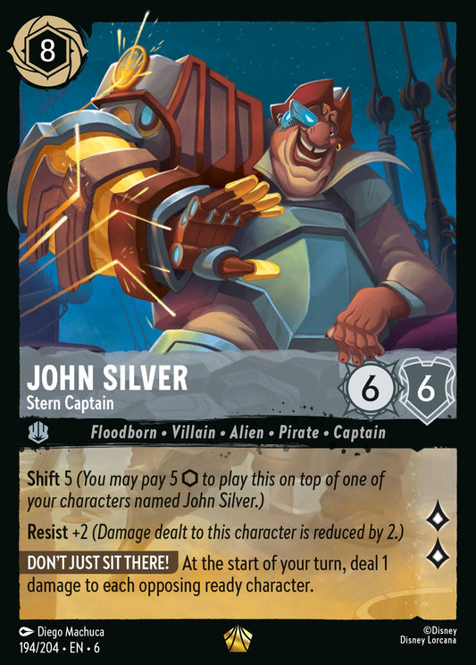 John Silver - Stern Captain - Legendary Normal Disney Lorcana card from Azurite Sea
