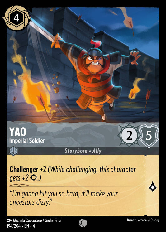 Yao - Imperial Soldier - Common Normal Disney Lorcana card from Ursula's Return