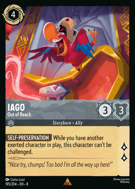 Iago - Out of Reach - Rare Normal Disney Lorcana card from The Reign of Jafar
