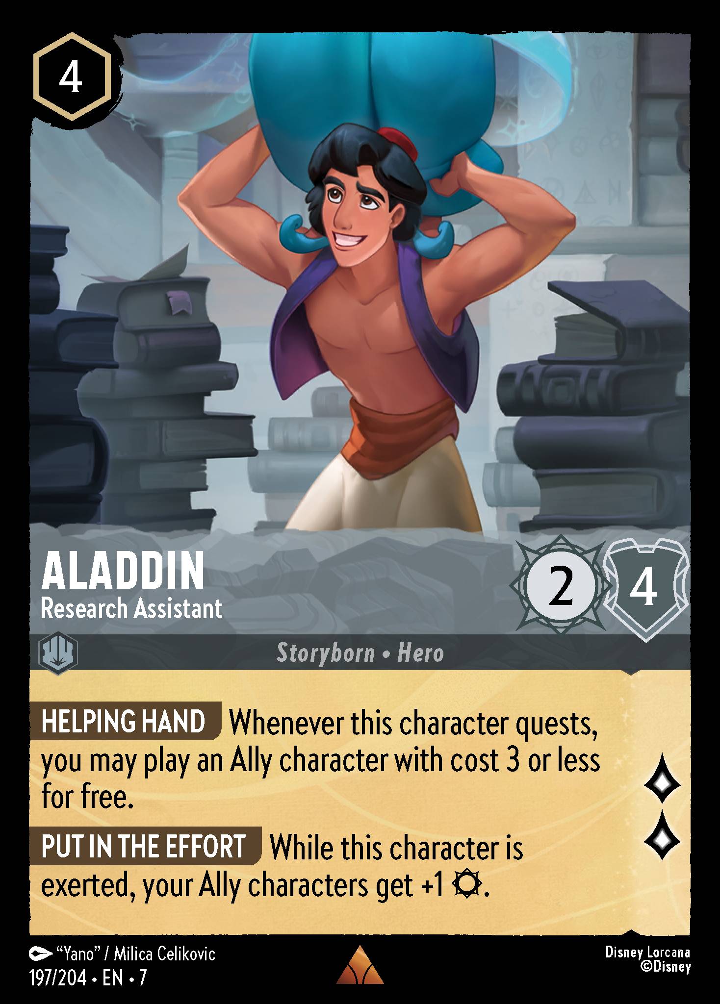 Aladdin - Research Assistant - Rare Normal Disney Lorcana card from Archazia's Island