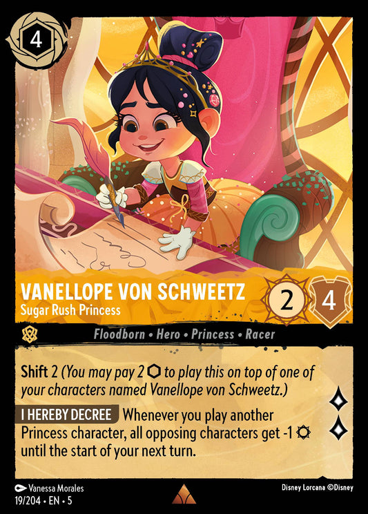 Vanellope von Schweetz - Sugar Rush Princess - Rare Normal Disney Lorcana card from Shimmering Skies