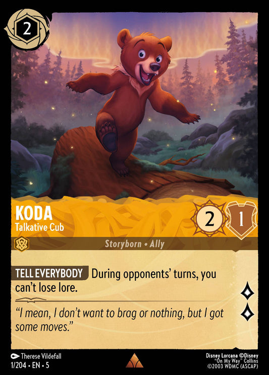 Koda - Talkative Cub - Rare Normal Disney Lorcana card from Shimmering Skies