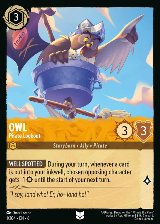 Owl - Pirate Lookout - Uncommon Normal Disney Lorcana card from Azurite Sea