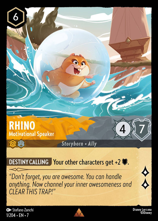 Rhino - Motivational Speaker - Rare Normal Disney Lorcana card from Archazia's Island