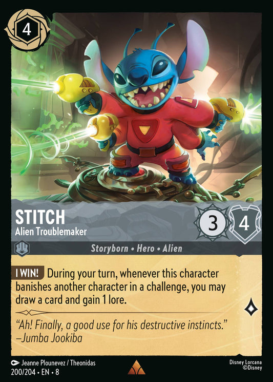 Stitch - Alien Troublemaker - Rare Normal Disney Lorcana card from The Reign of Jafar