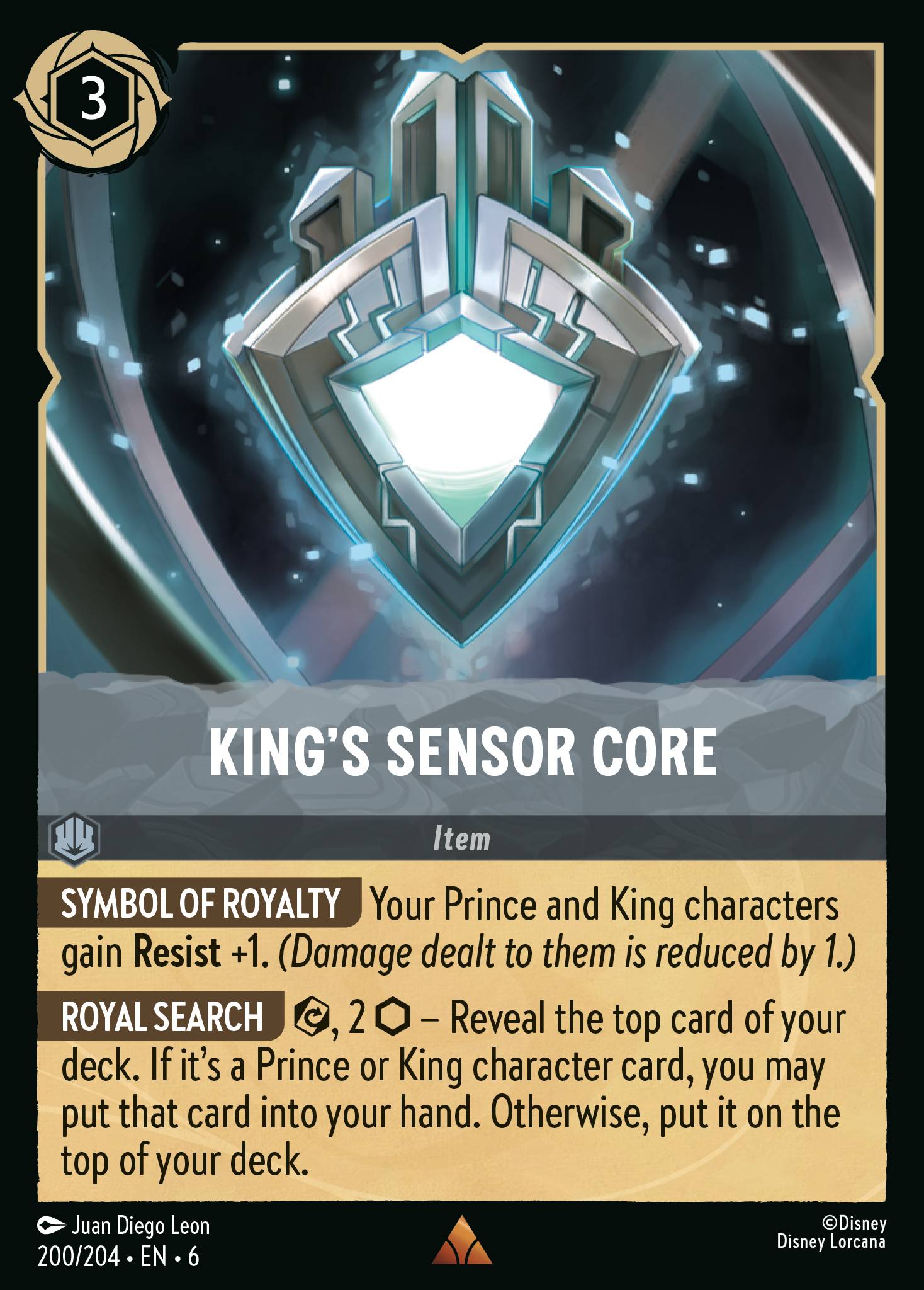 King's Sensor Core - Rare Normal Disney Lorcana card from Azurite Sea