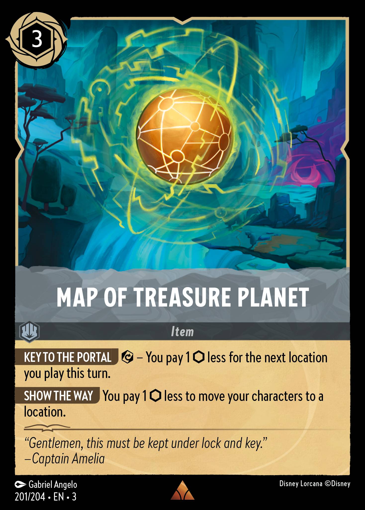 Map of Treasure Planet - Rare Normal Disney Lorcana card from Into the Inklands