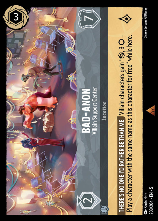 Bad-Anon - Villain Support Center - Rare Normal Disney Lorcana card from Shimmering Skies