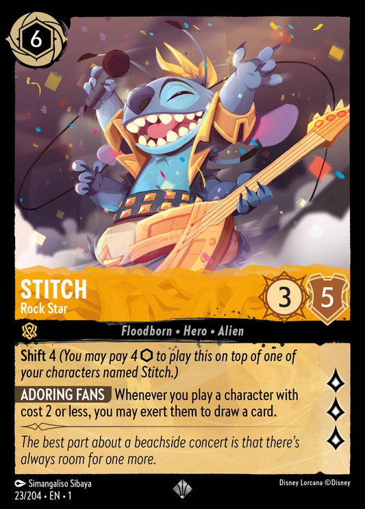 Stitch - Rock Star - Super Rare Normal Disney Lorcana card from The First Chapter