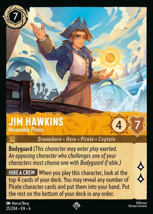 Jim Hawkins - Honorable Pirate - Super Rare Normal Disney Lorcana card from Azurite Sea