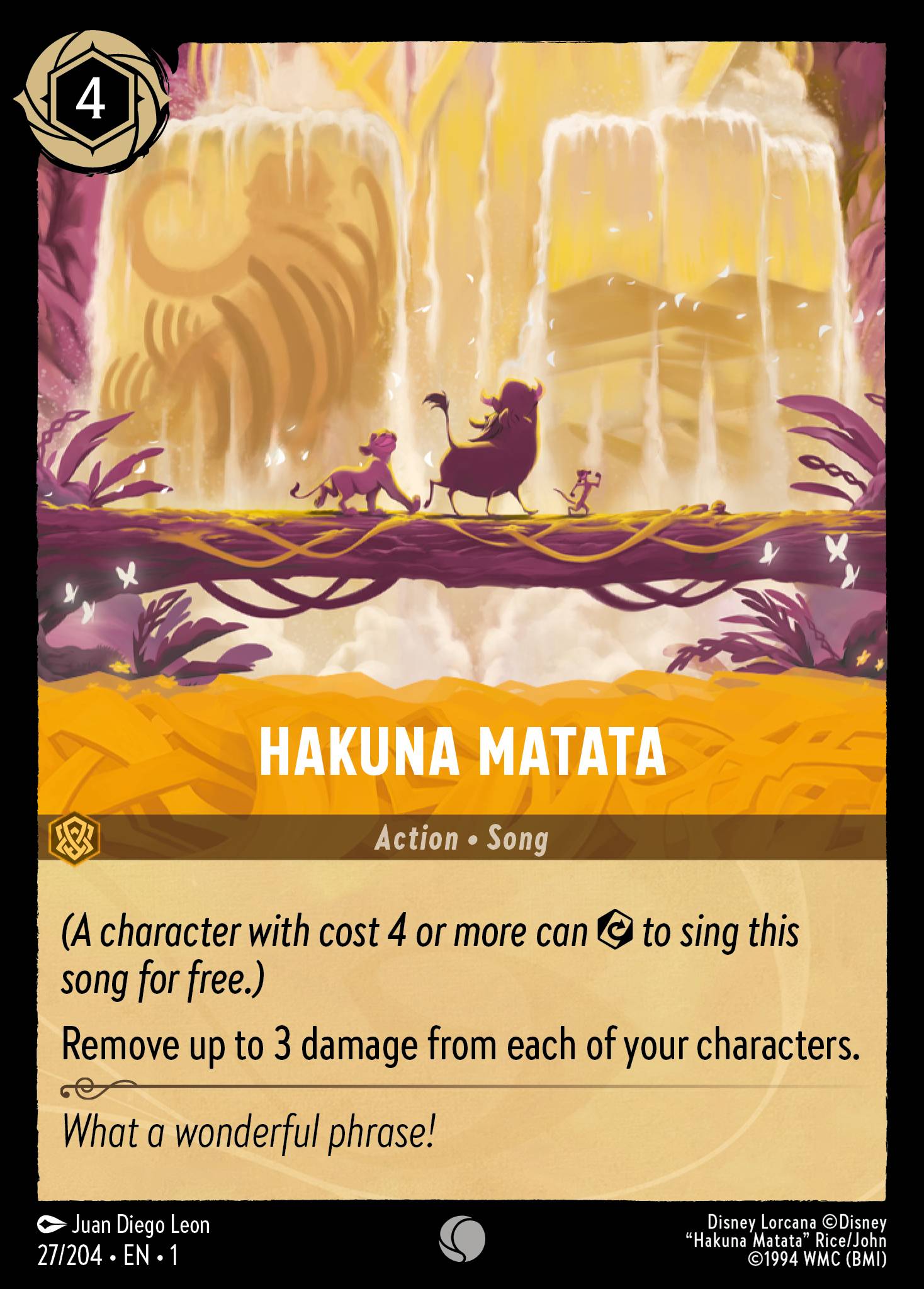 Hakuna Matata - Common Normal Disney Lorcana card from The First Chapter