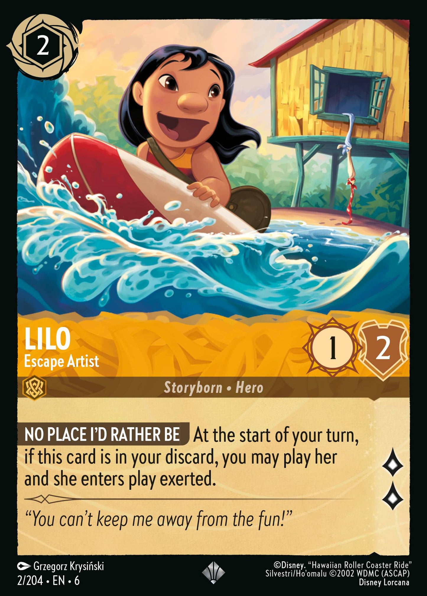 Lilo - Escape Artist - Super Rare Normal Disney Lorcana card from Azurite Sea