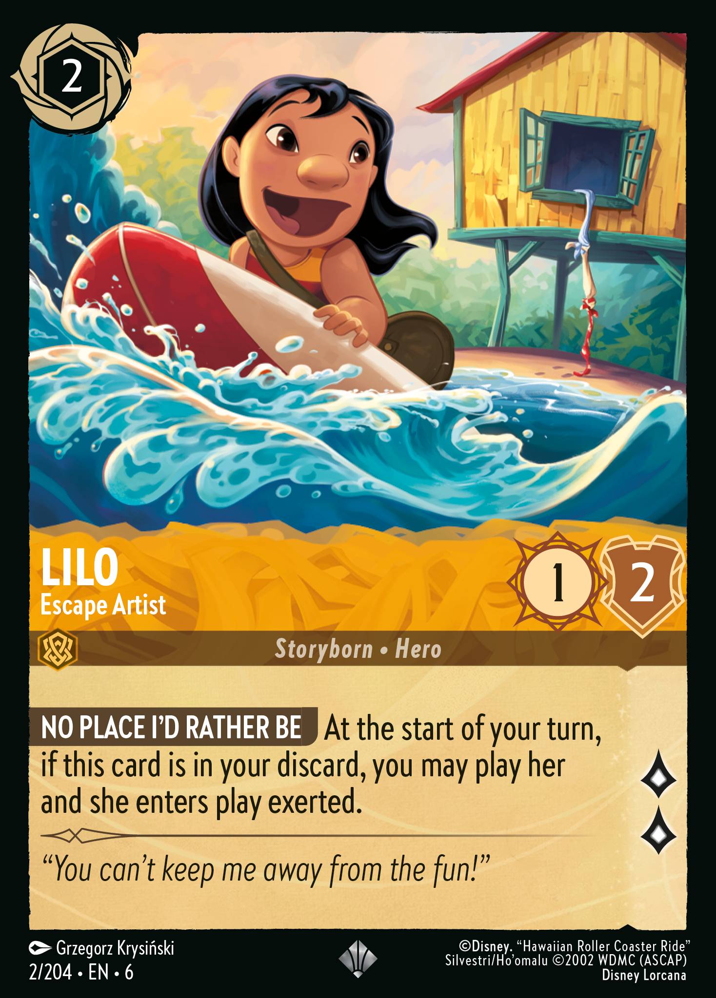 Lilo - Escape Artist - Super Rare Normal Disney Lorcana card from Azurite Sea
