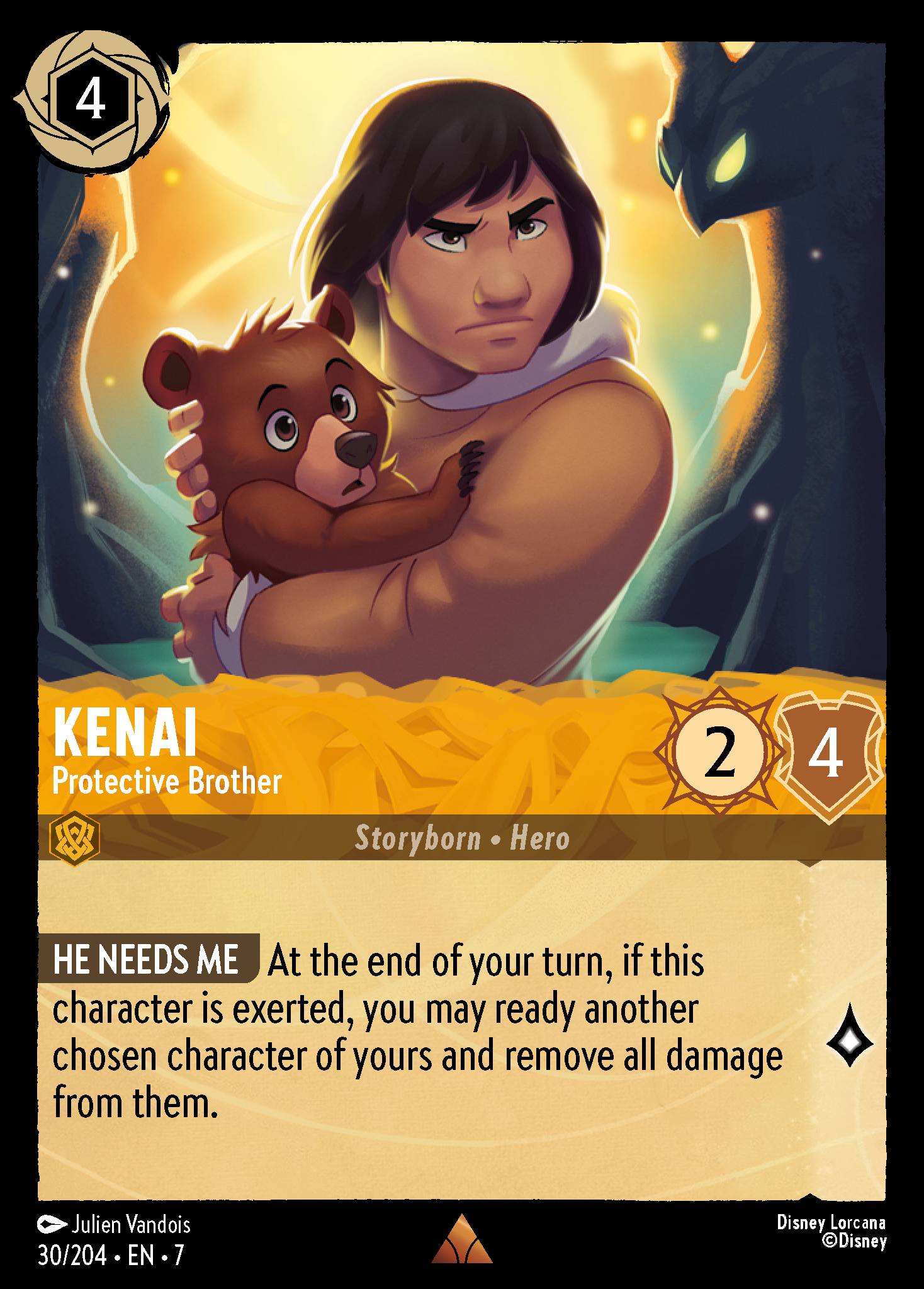 Kenai - Protective Brother - Rare Normal Disney Lorcana card from Archazia's Island