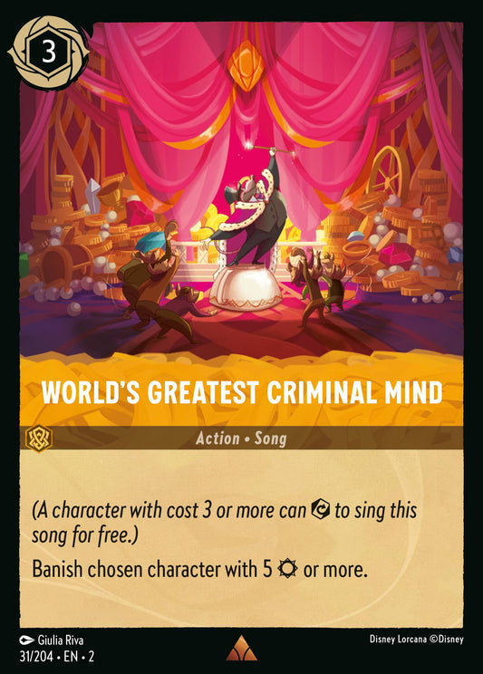 World's Greatest Criminal Mind - Rare Normal Disney Lorcana card from Rise of the Floodborn