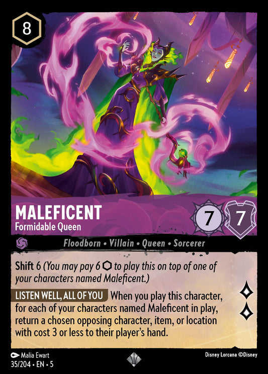 Maleficent - Formidable Queen - Super Rare Normal Disney Lorcana card from Shimmering Skies