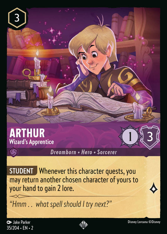 Arthur - Wizard's Apprentice - Super Rare Normal Disney Lorcana card from Rise of the Floodborn