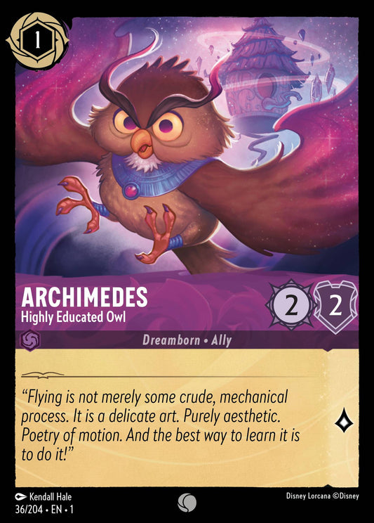Archimedes - Highly Educated Owl - Common Normal Disney Lorcana card from The First Chapter