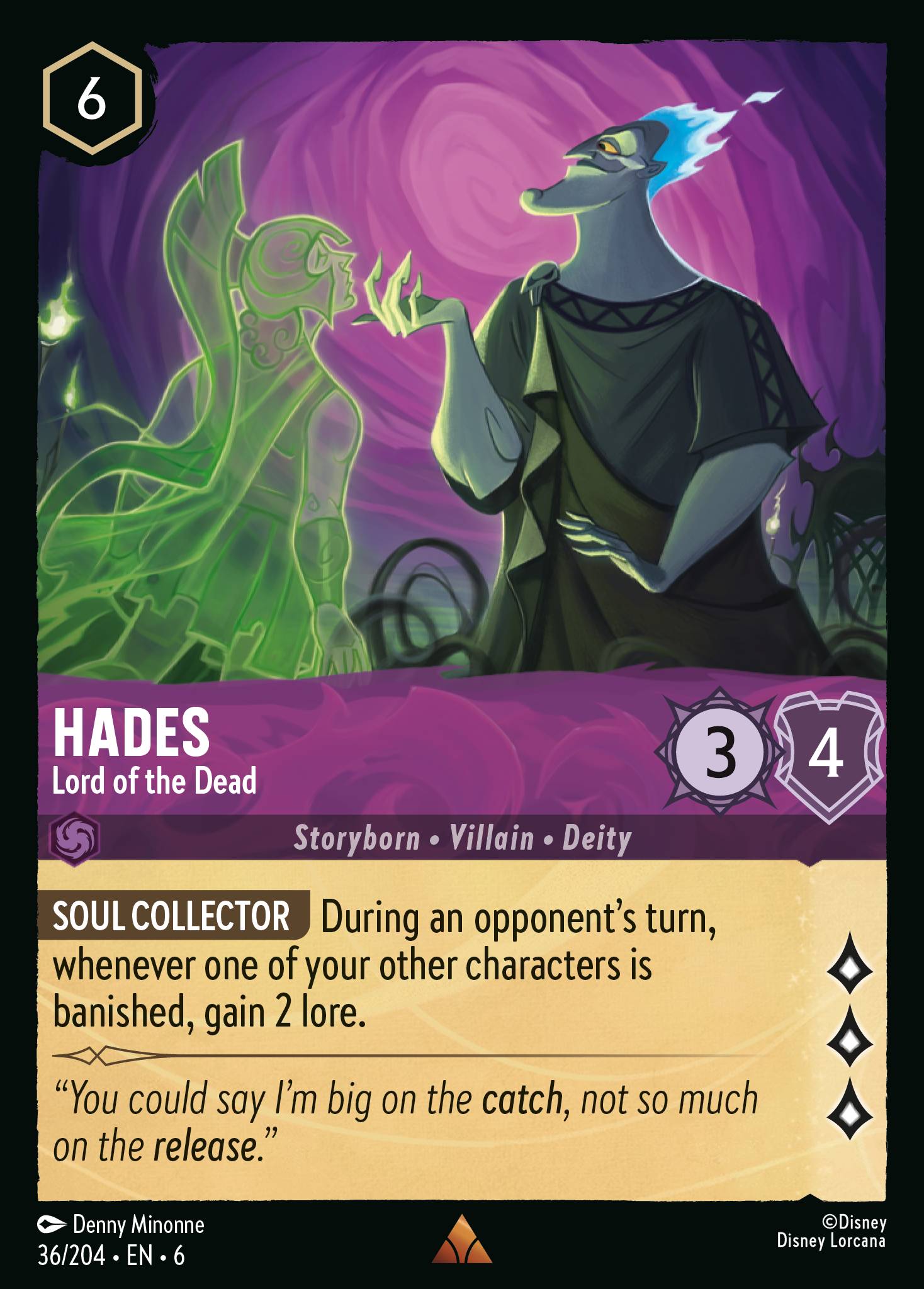 Hades - Lord of the Dead - Rare Normal Disney Lorcana card from Azurite Sea