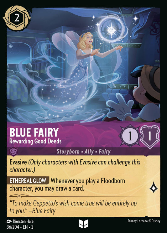 Blue Fairy - Rewarding Good Deeds - Uncommon Normal Disney Lorcana card from Rise of the Floodborn
