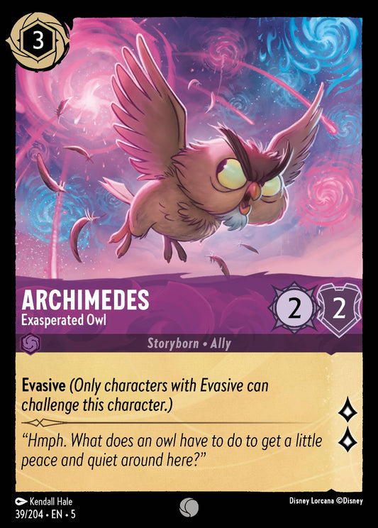 Archimedes - Exasperated Owl - Common Normal Disney Lorcana card from Shimmering Skies