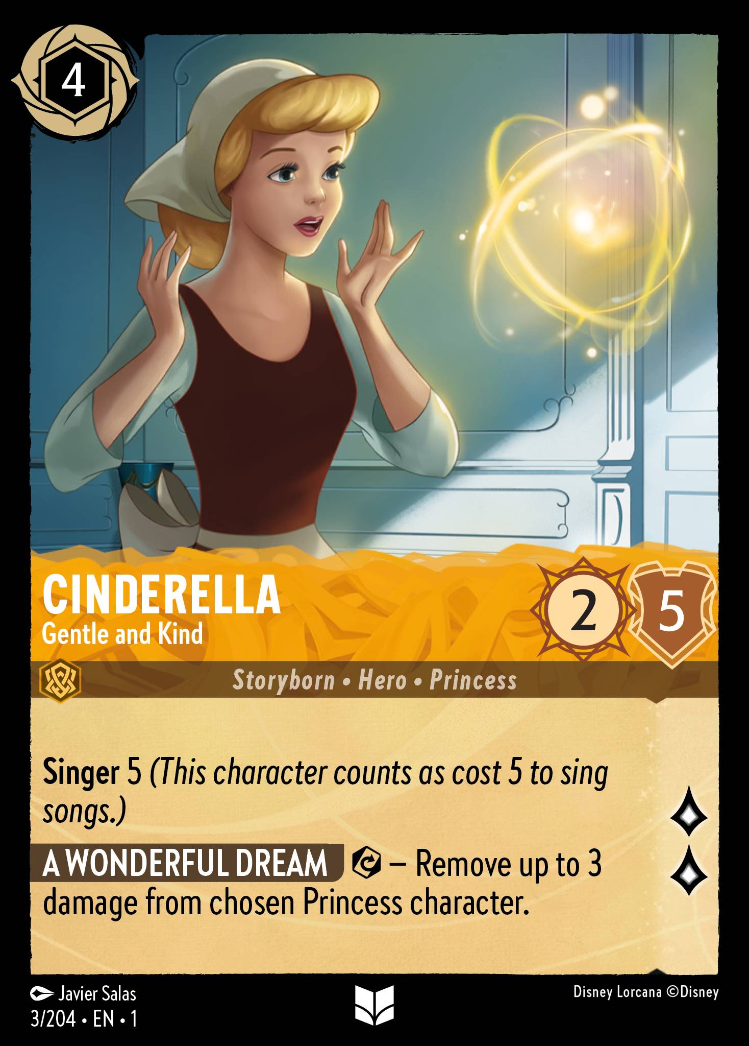 Cinderella - Gentle and Kind - Uncommon Normal Disney Lorcana card from The First Chapter