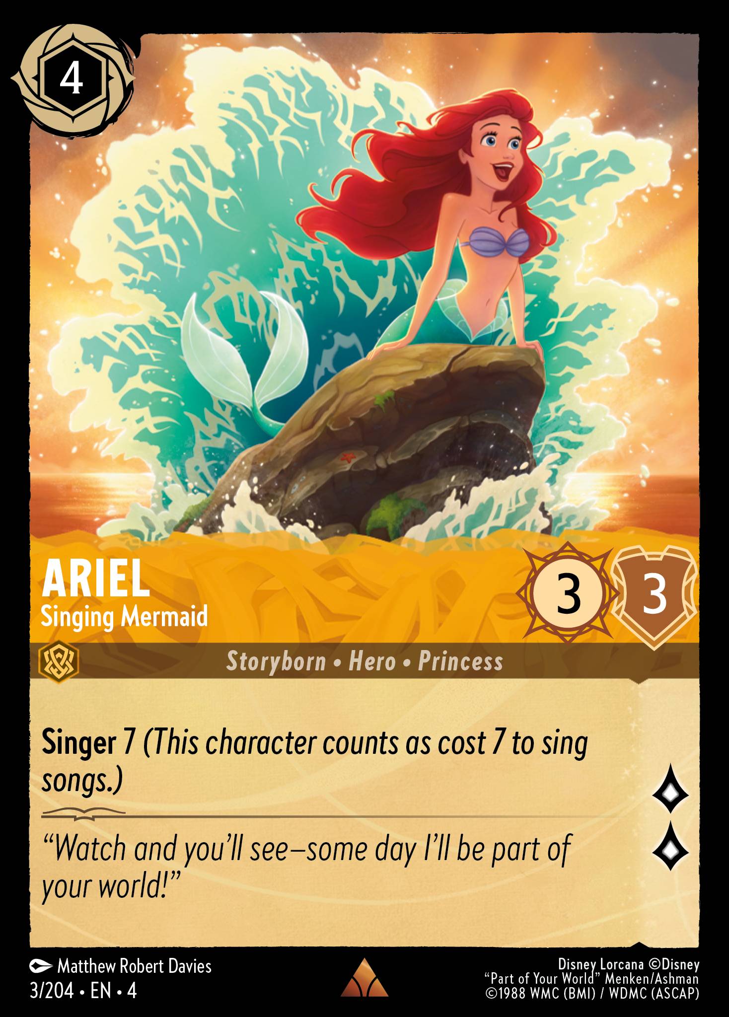 Ariel - Singing Mermaid - Rare Normal Disney Lorcana card from Ursula's Return