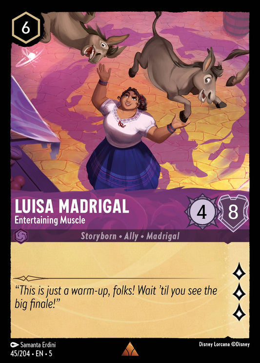 Luisa Madrigal - Entertaining Muscle - Rare Normal Disney Lorcana card from Shimmering Skies
