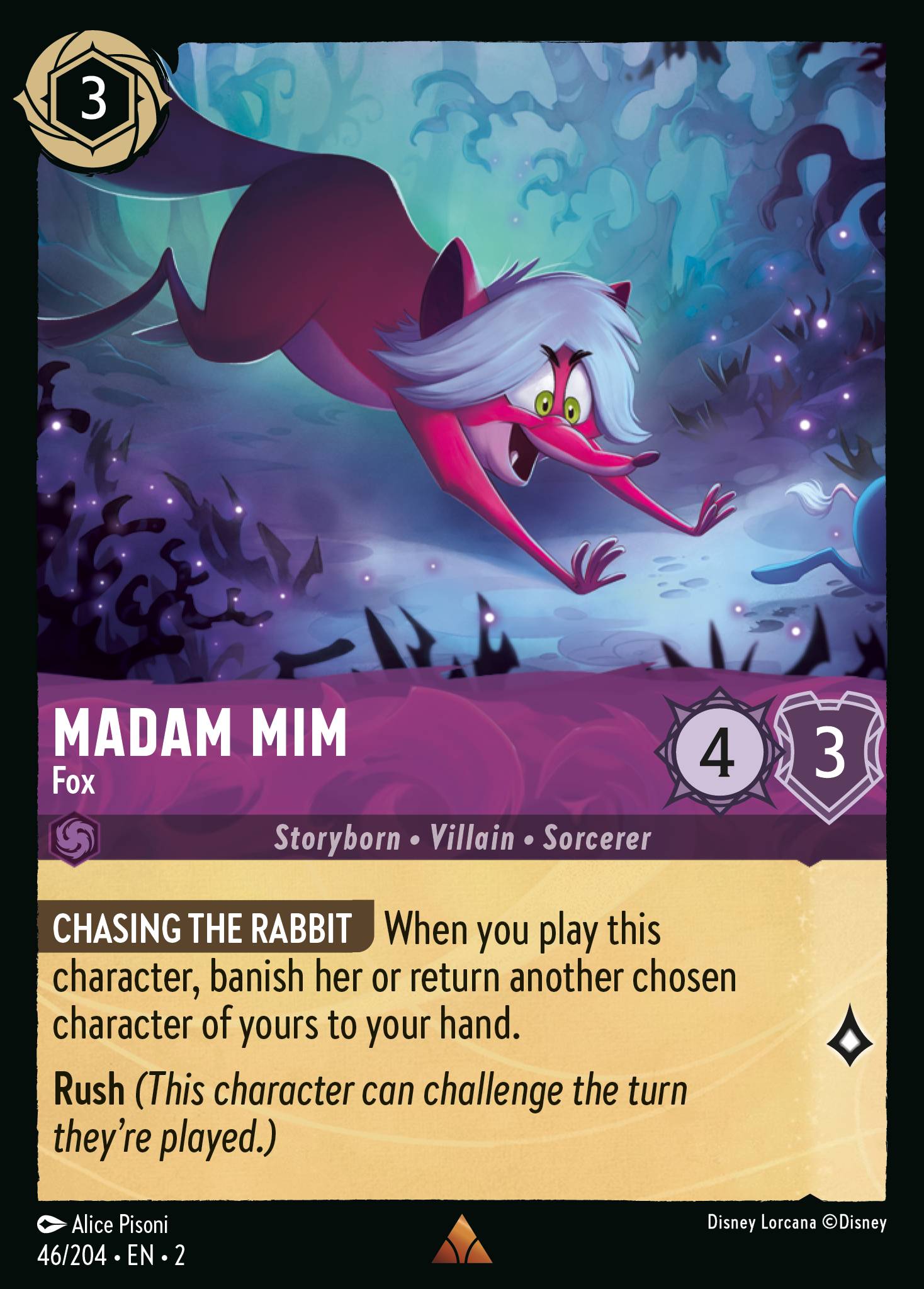 Madam Mim - Fox - Rare Normal Disney Lorcana card from Rise of the Floodborn
