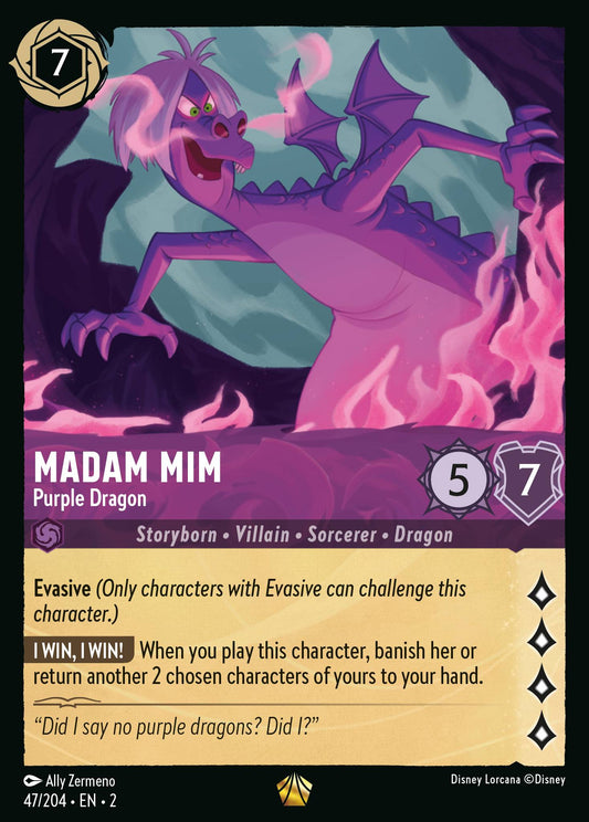 Madam Mim - Purple Dragon - Legendary Normal Disney Lorcana card from Rise of the Floodborn