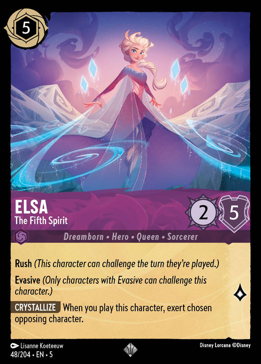 Elsa - The Fifth Spirit - Super Rare Normal Disney Lorcana card from Shimmering Skies