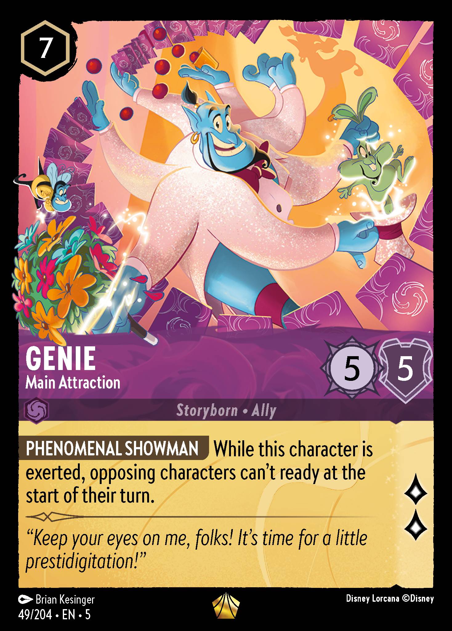 Genie - Main Attraction - Legendary Normal Disney Lorcana card from Shimmering Skies