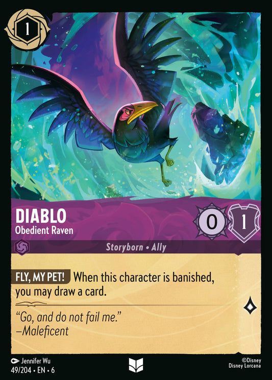 Diablo - Obedient Raven - Uncommon Normal Disney Lorcana card from Azurite Sea