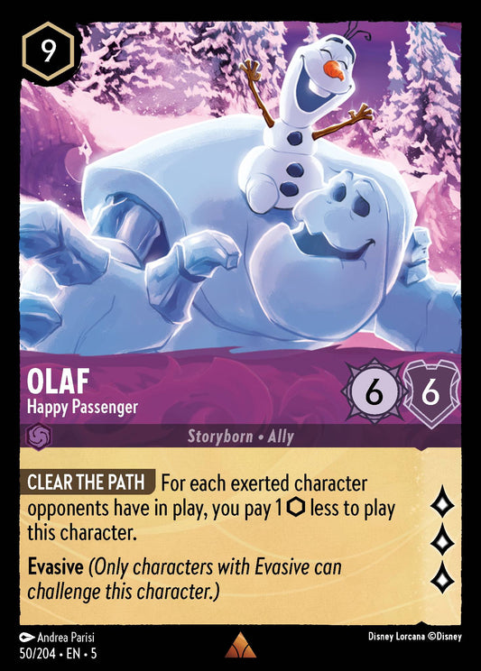 Olaf - Happy Passenger - Rare Normal Disney Lorcana card from Shimmering Skies