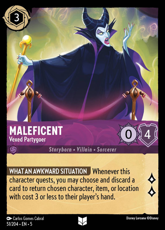 Maleficent - Vexed Partygoer - Uncommon Normal Disney Lorcana card from Shimmering Skies