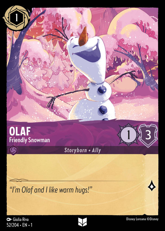 Olaf - Friendly Snowman - Uncommon Normal Disney Lorcana card from The First Chapter