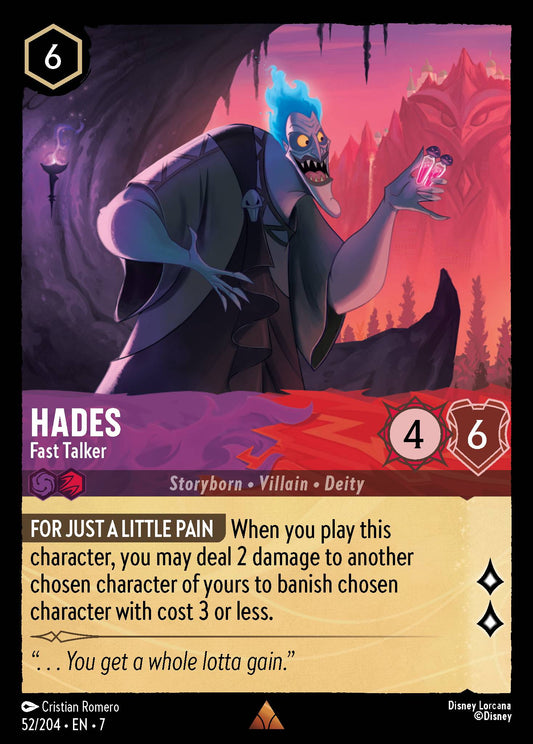 Hades - Fast Talker - Rare Normal Disney Lorcana card from Archazia's Island