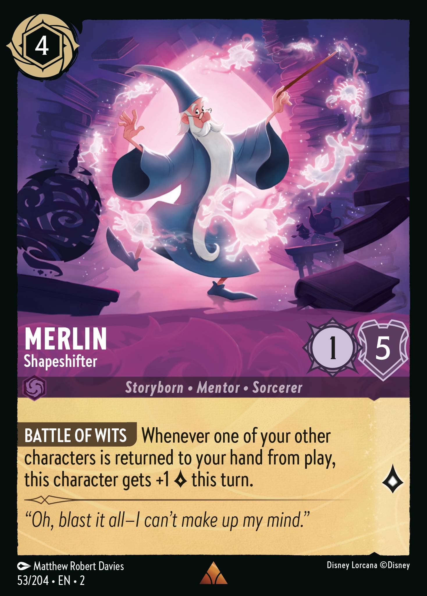 Merlin - Shapeshifter - Rare Normal Disney Lorcana card from Rise of the Floodborn